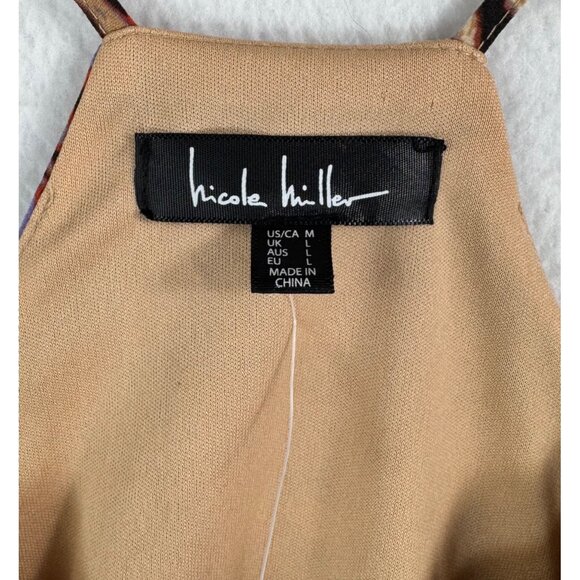 Nicole Miller leopard print satin flowy boho maxi dress Brown pink sz M - Picture 2 of 7